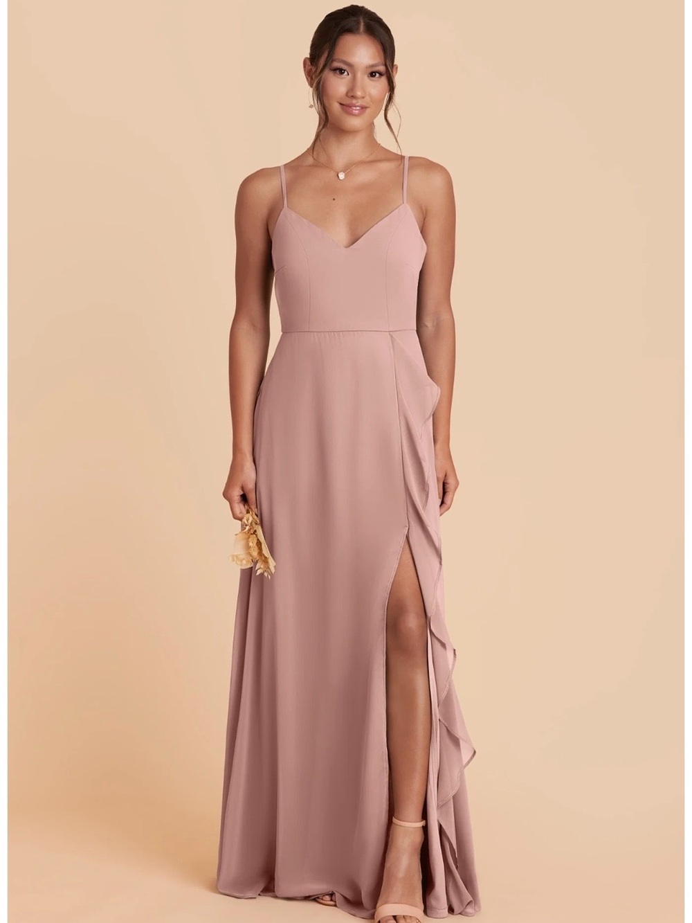 Birdy Grey Theresa Chiffon Dress in English Rose with Side Slit